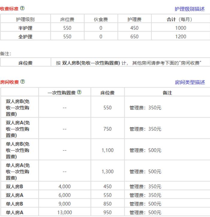 广州岭海老人公寓价格收费表